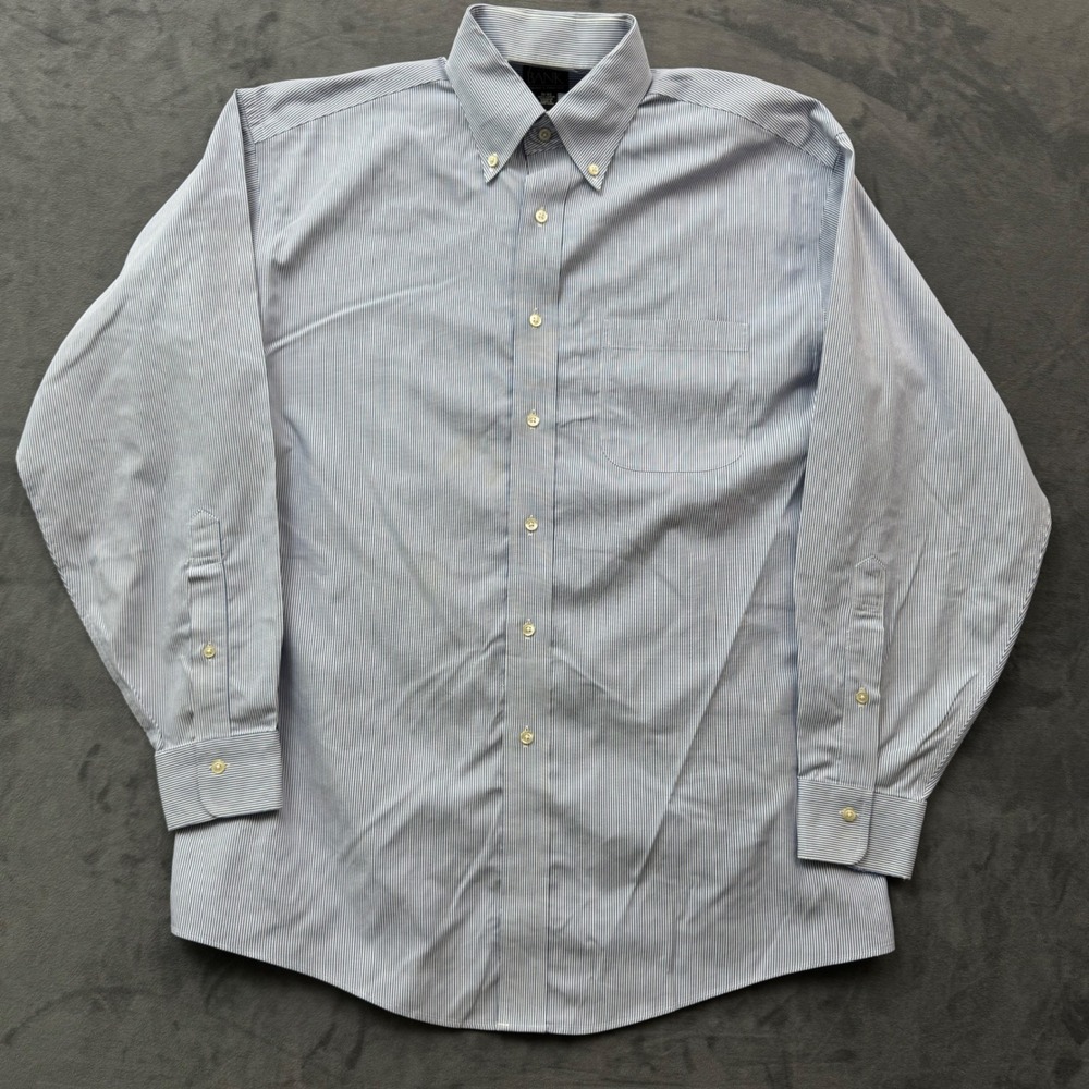 Jos. A. Bank Traveler's Collection Blue White Striped Button Down Shirt 15-33